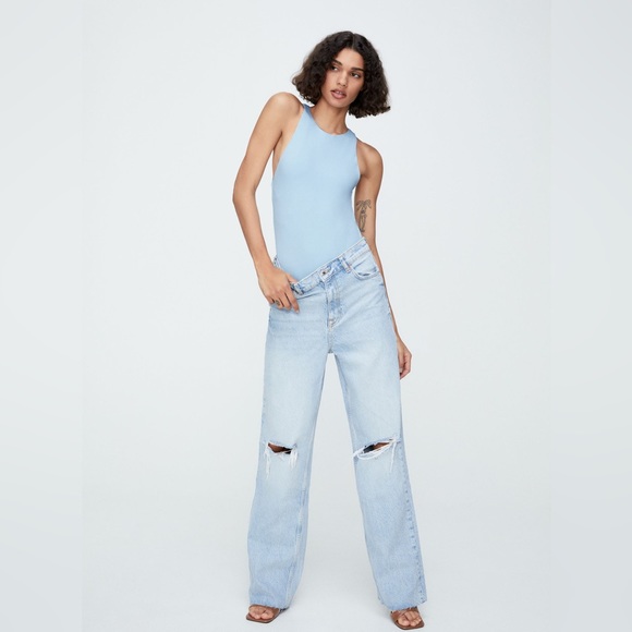 ZARA Baby Blue Spandex Halter Neck Bodysuit - Picture 8 of 13